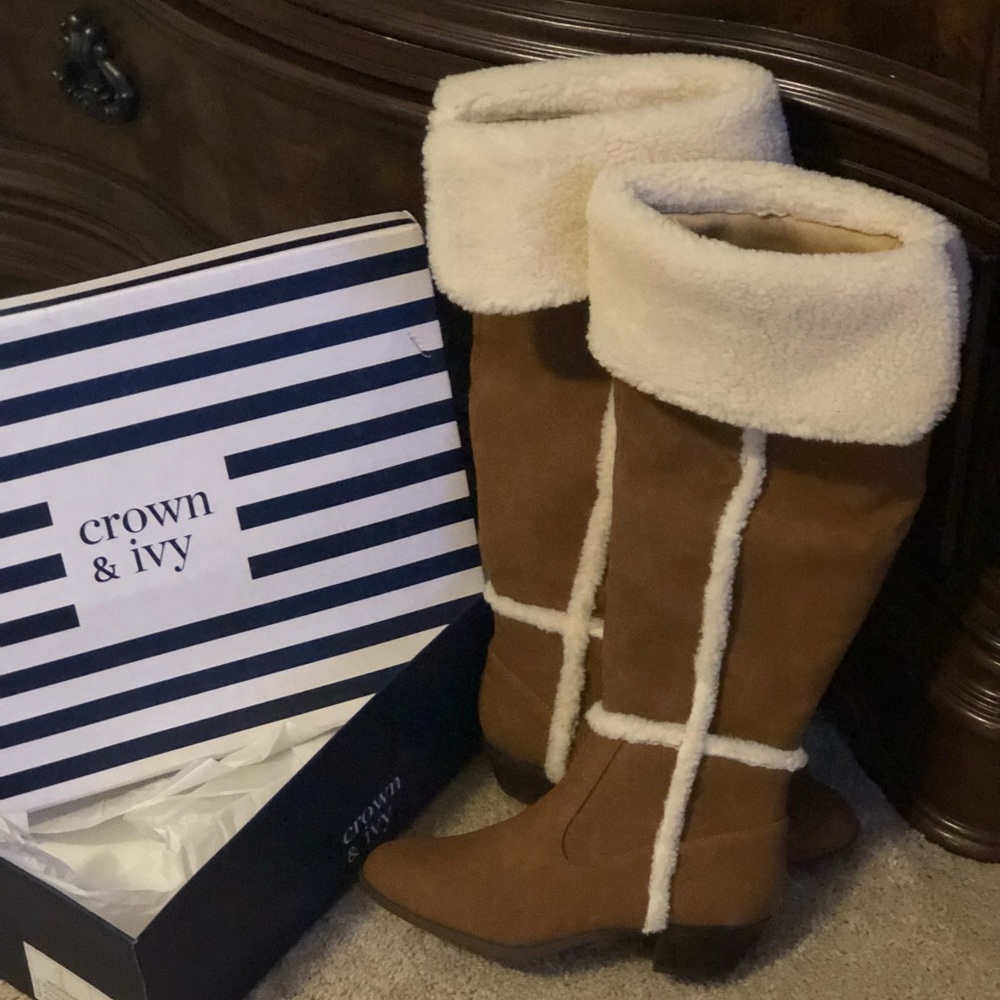 Knee high cognac boots